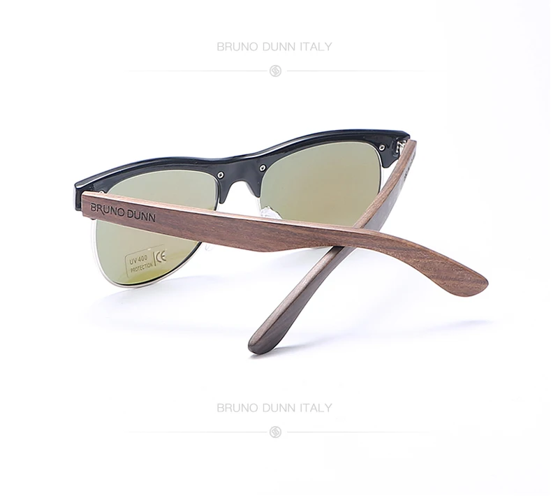 Bruno Dunn Black Walnut Sunglasses Wood Polarized for women/Mens Wooden Glasses UV 400 Protection Eyewear Original Box ray