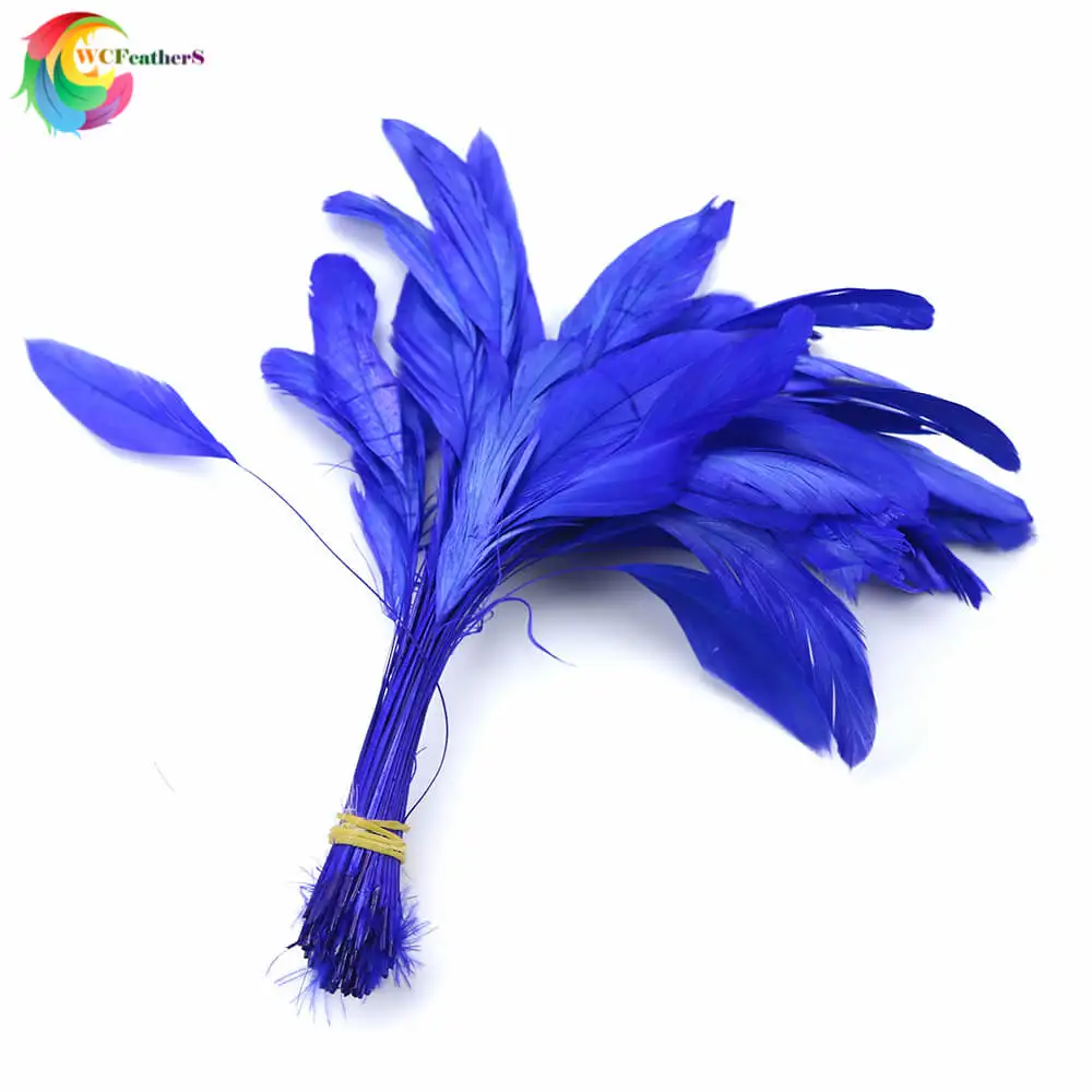 Натуральная окрашенная полоска Coque перья Высота 4-6 дюймов с перьями из хвоста петуха DIY маска/костюм/декоративное украшение для волос аксессуары - Цвет: Royal Blue