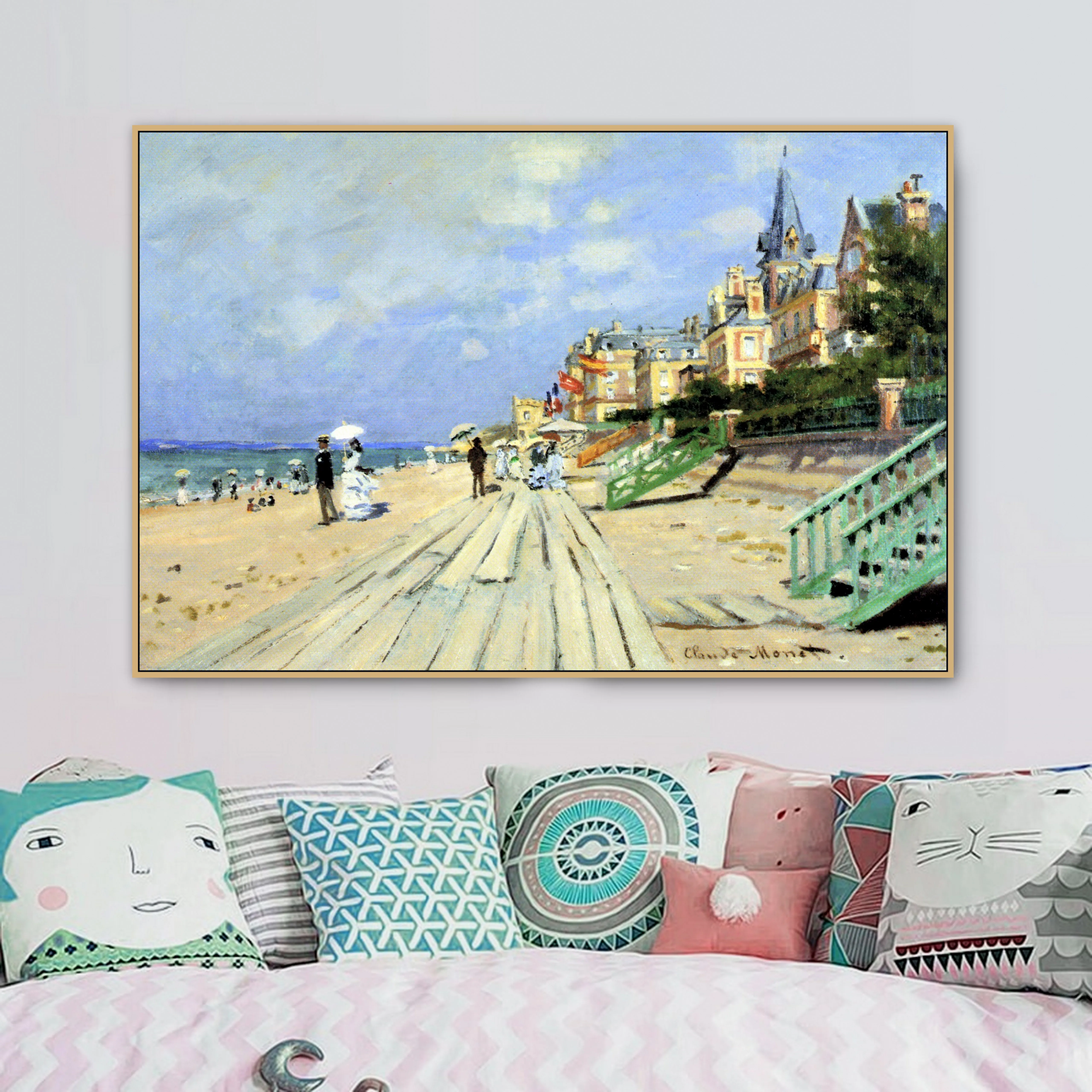 

Beach at Trouville Claude Monet Famous Old Impressionist Master Artist Original Canvas Painting Print Home Wall Hanging Art