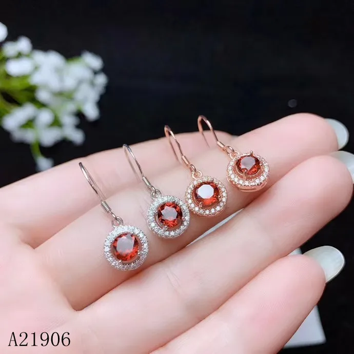 

KJJEAXCMY boutique jewelry 925 sterling silver inlaid natural garnet gemstone ladies luxury earrings support re-examination