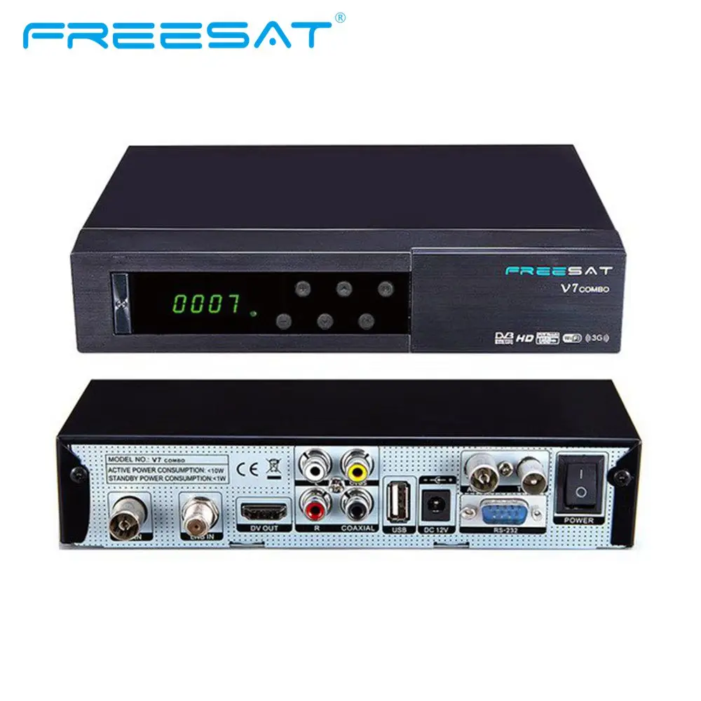 

Freesat V7 Combo Decoder HD Satellite Receiver DVB-S2 DVB-T2 TV Box Support PowerVu Biss Key Newcam DVB S2 T2+1 Year Cline CCCAM