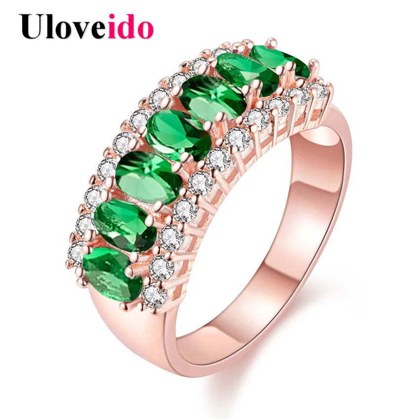 Uloveido Rose  Gold  Color Jewelry Women Party Wedding  Rings  