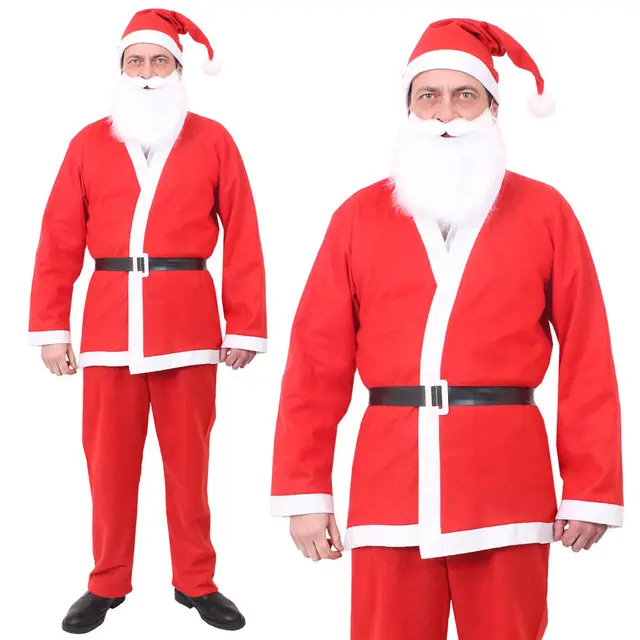 SANTA 5 PC KIT WIG BEARD GLOVES GLASSES EYEBROWS CHRISTMAS FANCY DRESS COSTUME