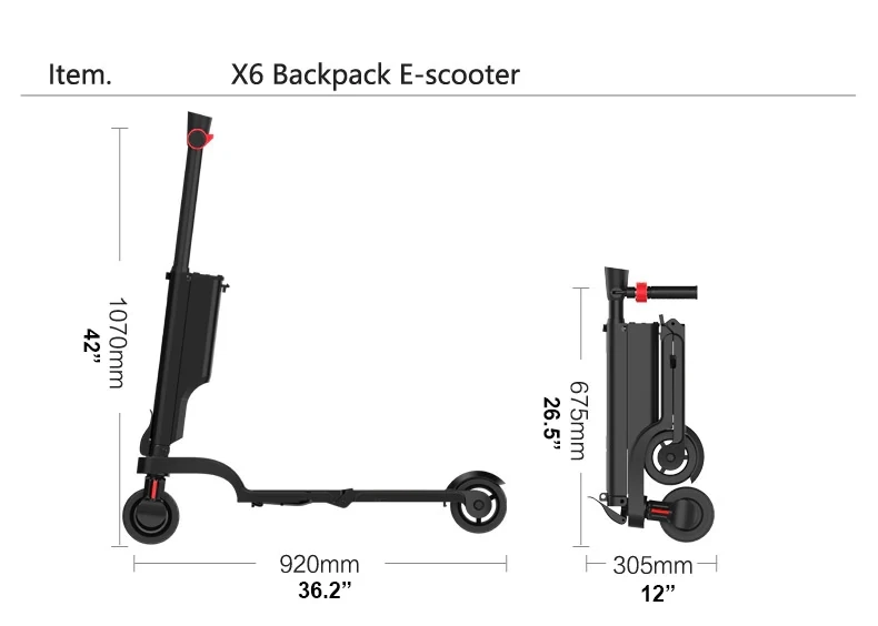 Discount X6 Foldable Electric Scooter 250W 24V 6Ah Electric Kick Scooter with Detachable Battery and Bluetooth Speaker 7