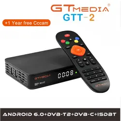 Эмалированный около ip tv оригинальная коробка GTMEDIA GTT2 tv box DVB-T/C/ISDBT/H.265 2G 8G Android 6,0 и встроенным модулем Wi-Fi Google Cast Media Player