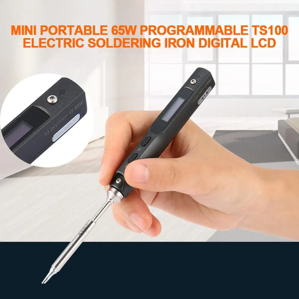 Skup Profesjonalny 1 zestaw Mini przenośny 65W programowalny TS100 elektryczny lutownica cyfrowy LCD łatwy do demontażu projekt oszczędność miejsca