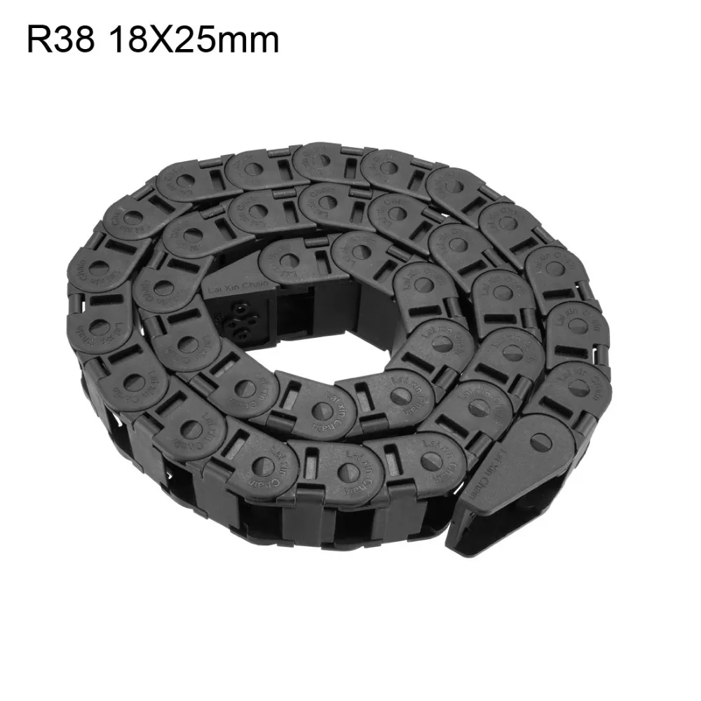 

UXCELL R38 18X25mm Drag Chain Cable Carrier Open Type with End Connectors 1 Meter Plastic for Electrical CNC Router Machine