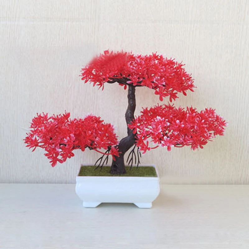 

Bonsai Tree in Square Pot Artificial Plant Decoration for Office Home Decor 18cm