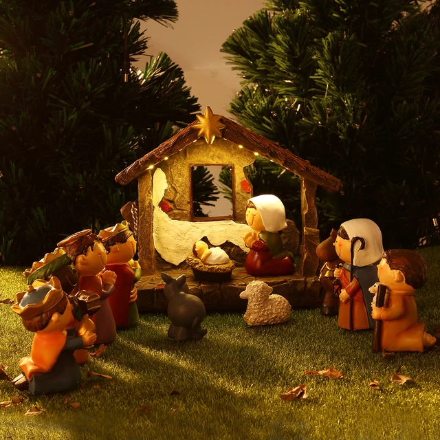 Christmas Nativity Scene Resin Figurines Ornament Christmas Nativity Scene Resin Figurines Ornament Set Le For Home Church Decoration