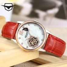 elojes AILANG Women Watches Luxury fashion brand Moon Phase Mechanical Waterproof Leather Ladies Gold Watches Clock