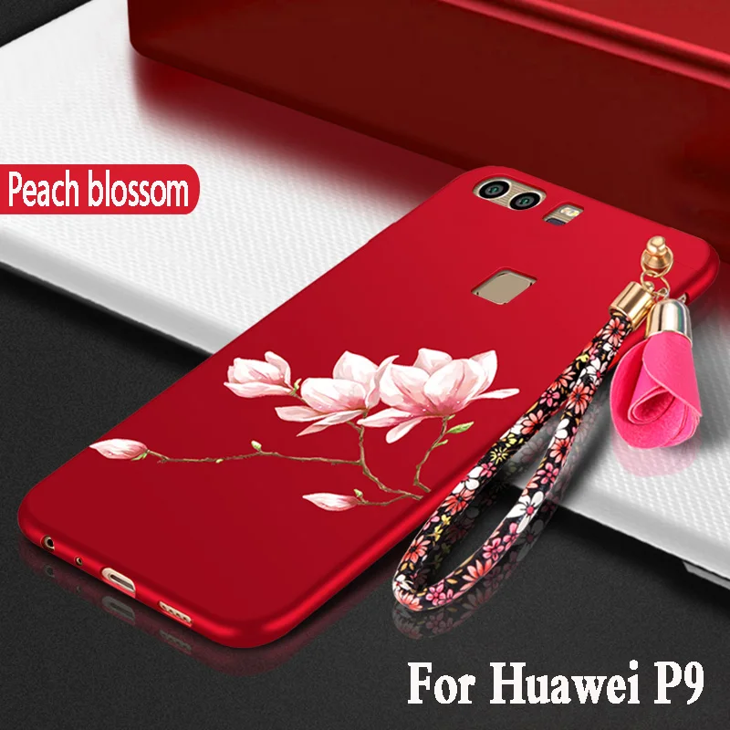 

For huawei p9 case silicone luxury peony funda protection mobile phone bag for huawei p9 Cover 3D relief cartoon TPU Soft Flower