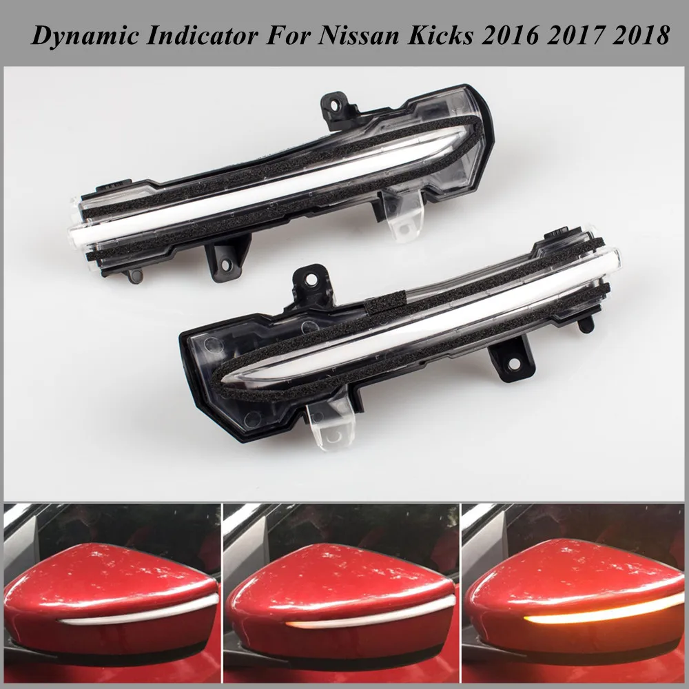 

For Nissan Kicks P15 2016 2017 2018 LED Dynamic Turn Signal Blinker Sequential Side Rearview Mirror Indicator Scroll Light Trim