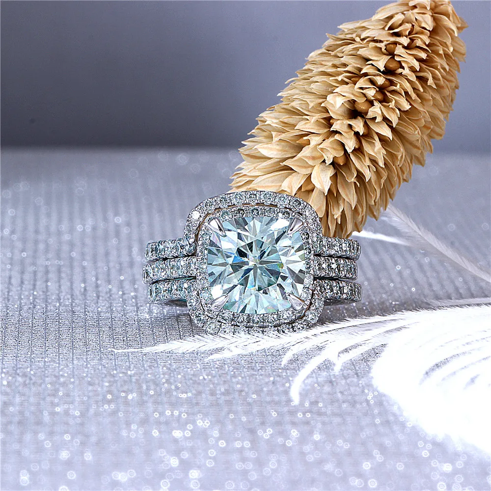 moissanite engagement ring set (2)