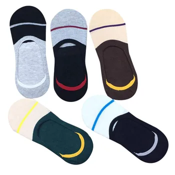 

5 Pairs Men Boat Socks Striped Vintage Invisible Sicicone Non-slip Cotton Sock Slippers Summer Breathable Happy Mature Male Sock