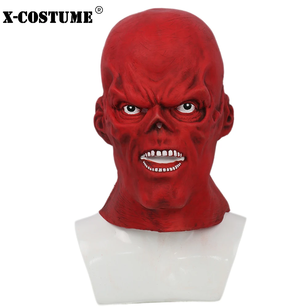 X COSTUME Капитан Америка красный череп маска реквизит для косплея латекс маски из
