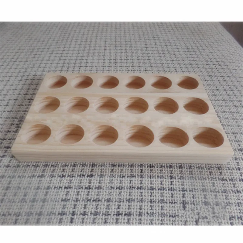 

18 Holes Wooden Essential Oil Display Stand Shelf Rack 15ml Bottles Storage Tray Demonstration Container Jewelry Organizer Case