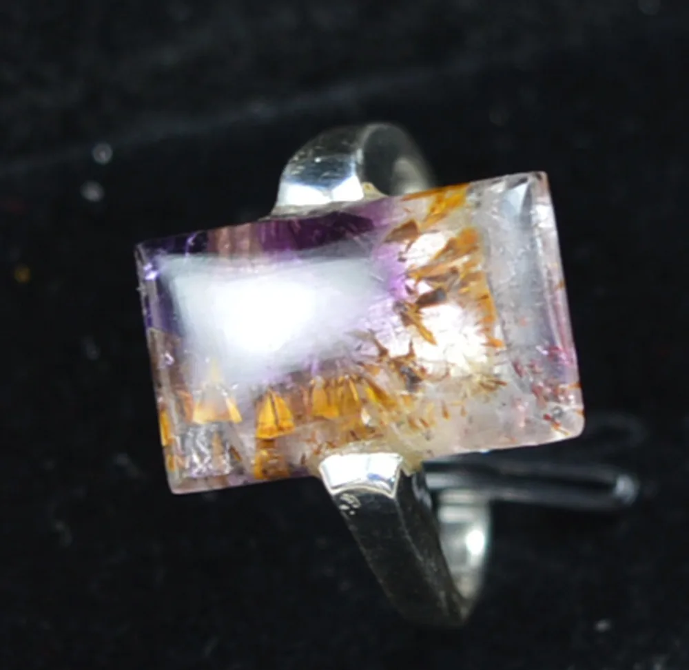 

Lovegem Genuine SUPER 7 / Cacoxenite Ring 925 Sterling Silver, Size : 7.25 , AR3860