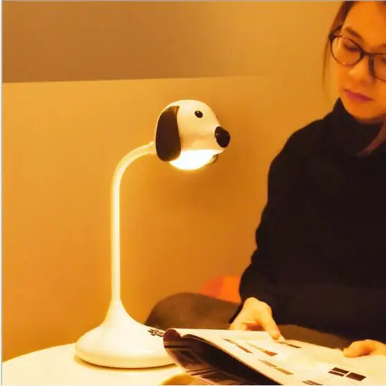 

Children's cartoon USB charging desk lamp starts with night poleless dimming two-color light