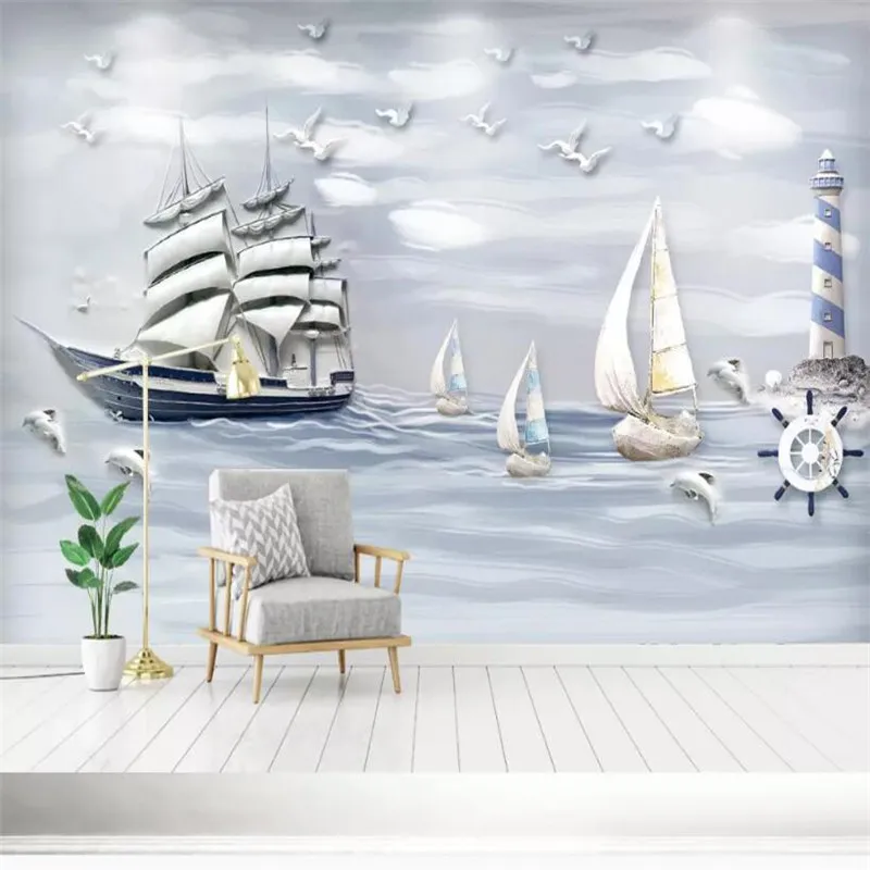 

Nautical underwater world 3D background wall custom large indoor wall covering wallpaper mural 3D photo wall