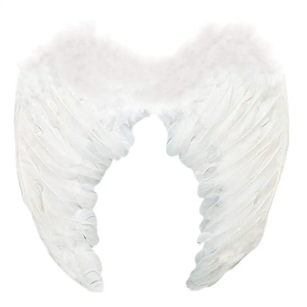 Малыш взрослый ангельские крылья феи костюм нарядное платье все размеры и цвет Делюкс настоящие перья(белый, XL: 80x58 cm - Цвет: white