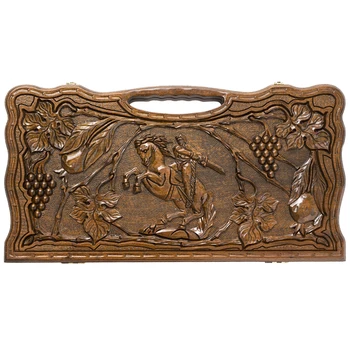 

Нарды резные Всадник с ручкой, Халеян / Carved backgammon Horserider with handle/конь лошадь виноград хэндмейд дерево шашки