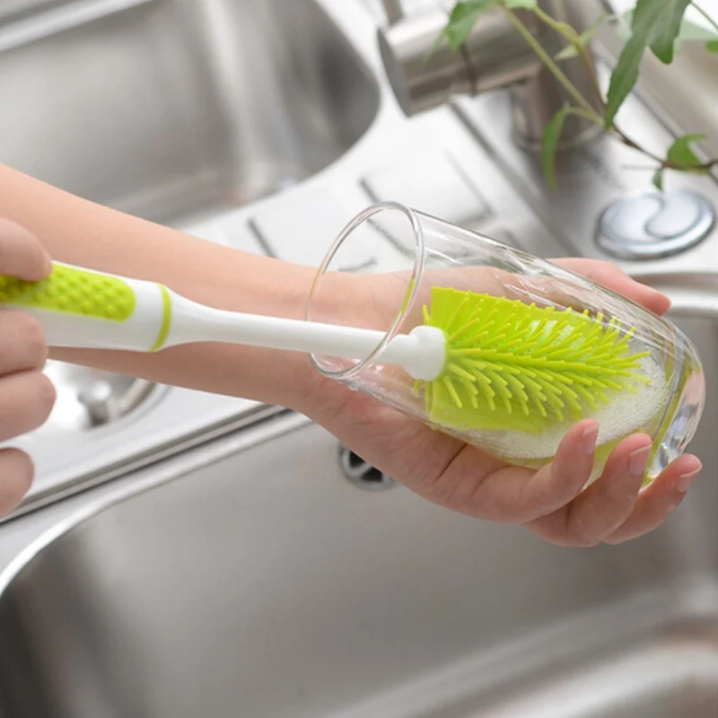 Buy Silicone Brush Long handled Cup mug Cleaning Brush