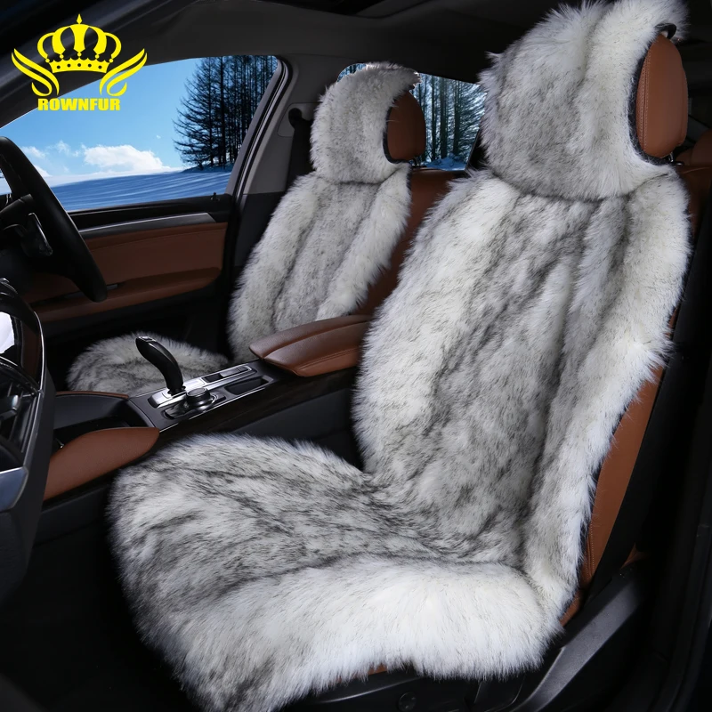 2 шт горячая Распродажа черно-белый цвет авточехлы из длинных искусственных меха