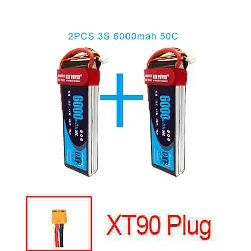 2 шт. DXF 2S 3S 4S 6S 7,4 V 11,1 V 14,8 V 22,2 V 6000mAh 50C Lipo батарея rex-450 вертолет с фиксированным крылом Квадрокоптер RC автомобиль Лодка - Цвет: 3S6000mah50C-XT90