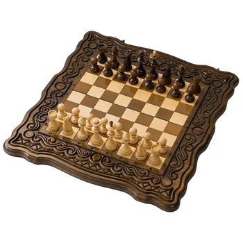 

Шахматы + нарды резные Бриз 60, Haleyan / Chess and backgammon Breeze of master Haleyan/узоры волны дерево хэндмейд