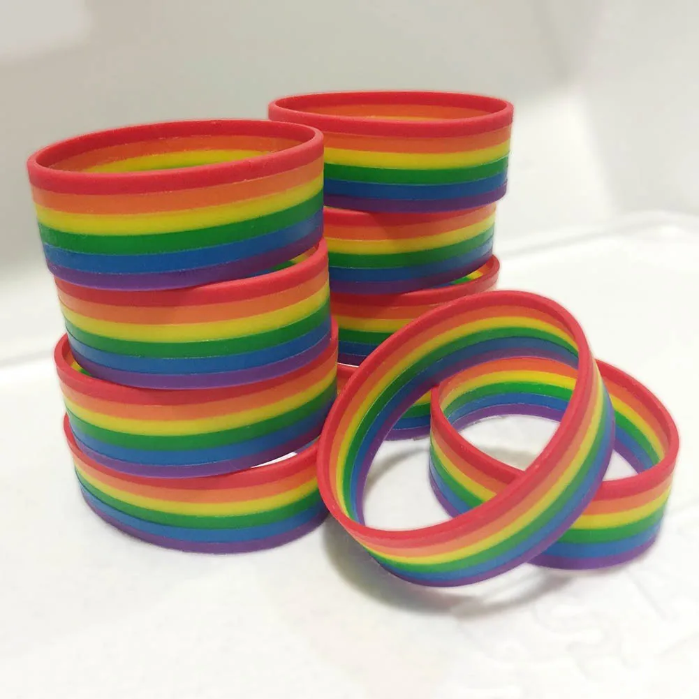 Новая мода силиконовые Радуга, фестиваль Прайд браслет мутилированные резиновые гей-лесбиянок браслет ювелирные изделия