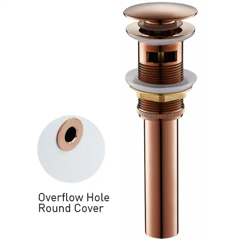 Pop Up Drain For Bathroom Sink Vessel Vanity Rose Gold Solid Brass Assembly Replacement Kits Stopper Flip Top Overflow