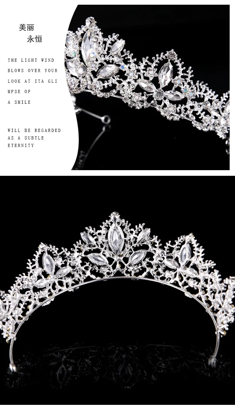 Royal Wedding Crown Crystal Tiara for Women Bridal Headpiece Pageant Hair Jewelry,  Gold+Clear (6)