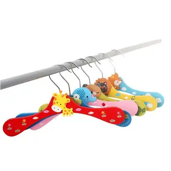 

10pcs Hangers for Clothes Drying Rack Baby Kids Cartoon Wooden Coat Clothes Pants Hook Hanger Rack Stands (Random Pattern)