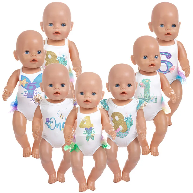 

Doll Clothes Fit 18 inch 40-43cm Born New Baby Doll Baby digital salmon swimsuit Mermaid accessories For Baby Gift