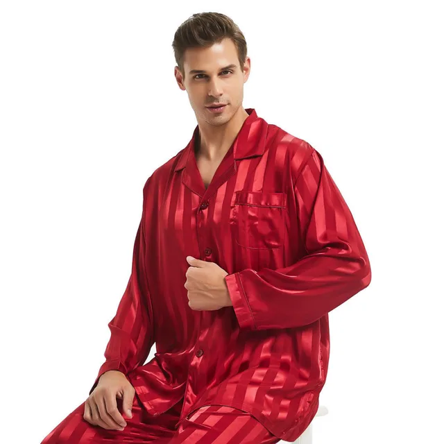Mens Silk Satin Pajamas Set  Pajama  Sleepwear Set Loungewear  S,M,L,XL,2XL,3XLL,4XL
