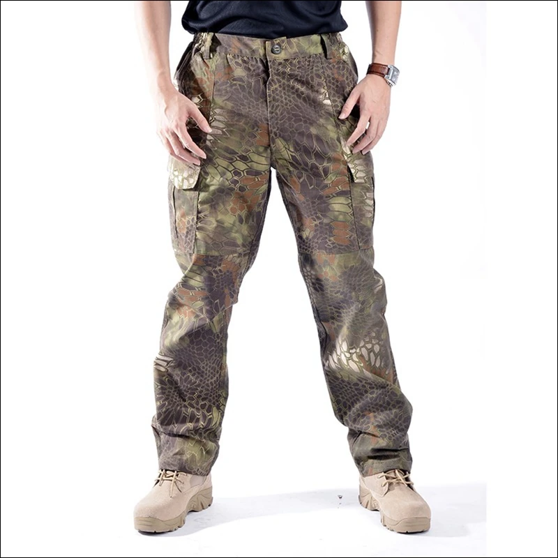 3Outdoor  Camouflage Combat Rattlesnake Pants Tactical Loose Army Uniform Men's Pattern Sport Soldier Training Cargo Cotton Pants