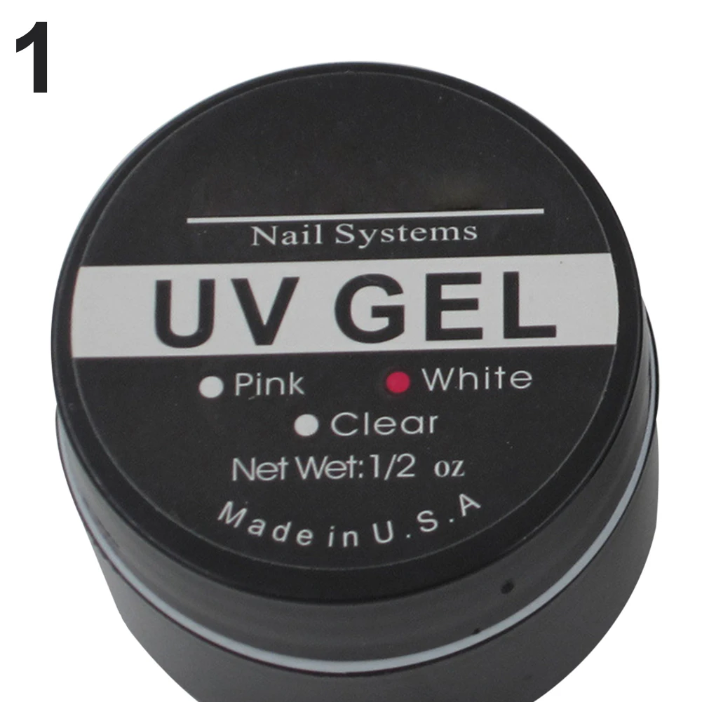 1 бутылка, прозрачный УФ гель для ногтей, Маникюрный Инструмент, УФ-гель для наращивания, полигелевый лак для ногтей - Цвет: Белый