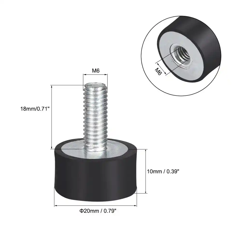 sourcing map M8 hembra hembra de goma monta amortiguadores anti vibraciones aislantes 40mm x 40mm