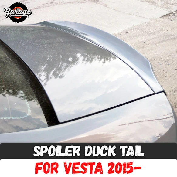 

Spoiler duck tail for Lada Vesta 2015- on lid trunk ABS plastic trim accessories aerodynamic wing sport pad car styling tuning