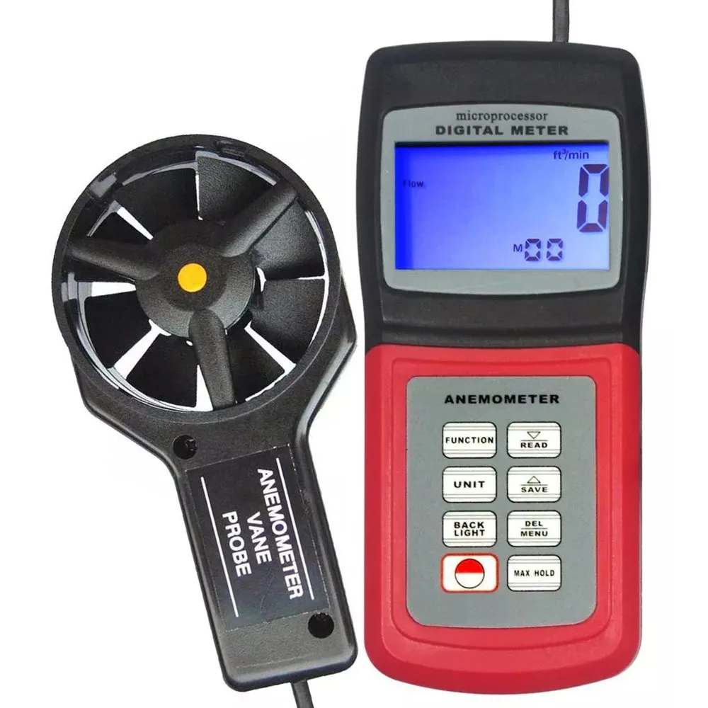 

Digital Thermo Anemometer Handheld 3-Range Multi-Function Speed Air Wind Flow Temperature Velocity Beaufort Scale 24 Group Data
