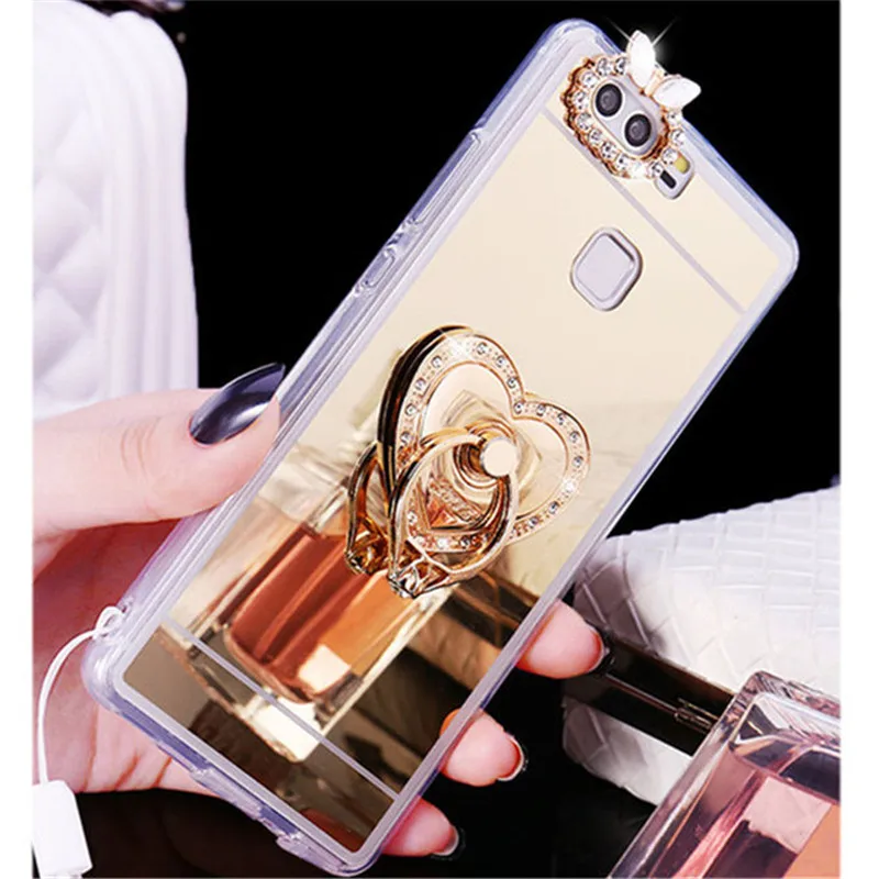 

Mate SE 7 8 9 10 Lite Ring Holder Mirror Bling Case For Huawei Y3 Y5 Y9 II Y6 pro Y7 prime 2018 Honor 7a pro P Smart Nova 2 pLus