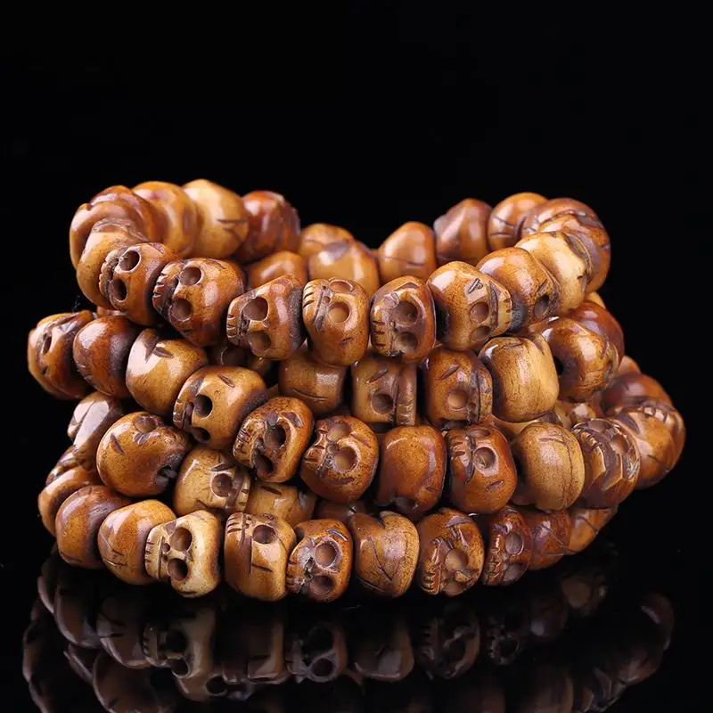 

11x13mm Tibet Yak Bone Beads Amulet Hand Carved Skull Prayer 108Beads J1523