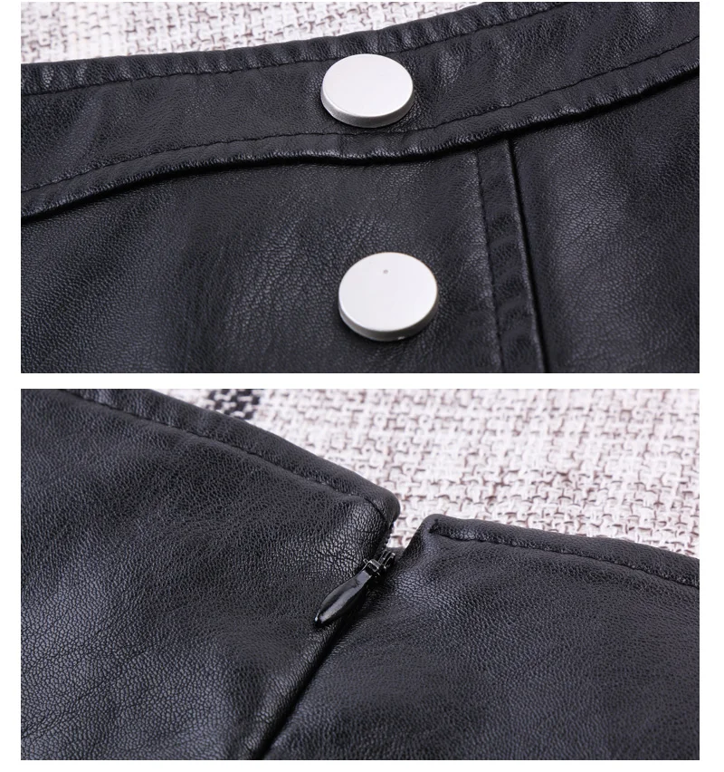 Осенне-зимняя женская юбка из искусственной кожи, новинка, модная однобортная мини-юбка русалки, S-3XL размера плюс, Черная Женская юбка с оборками