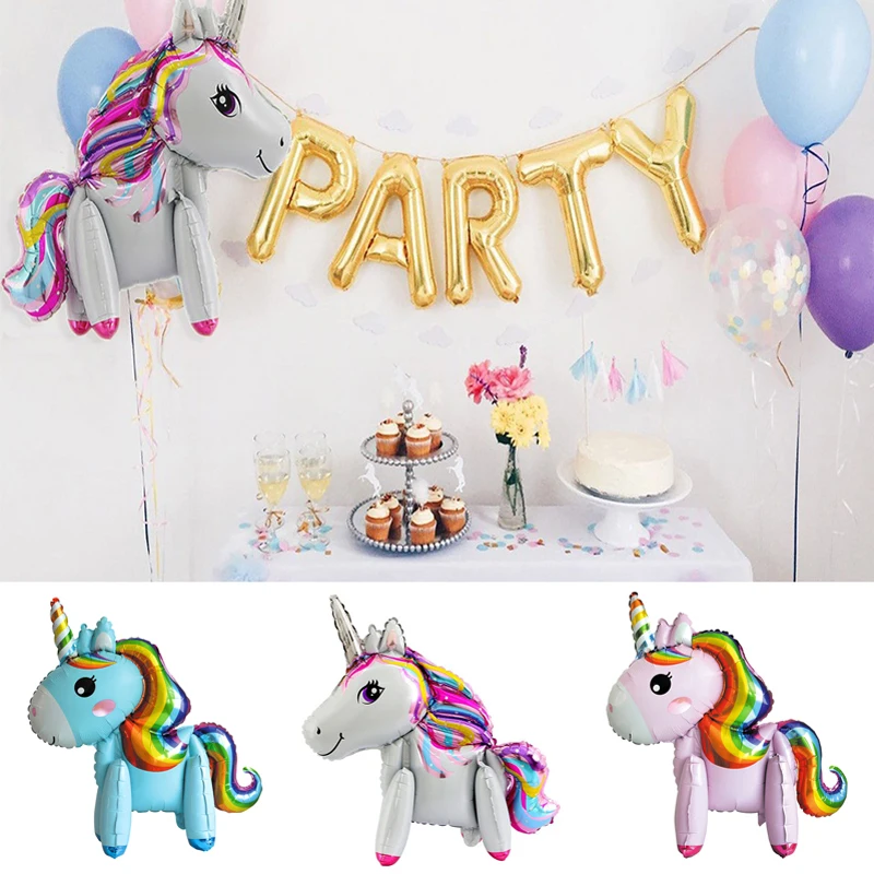 

Hot 1pcs Cartoon 3D Rainbow Unicorn Assembly Foil Balloon Baby Shower Anniversary Birthday Party Wedding Decoration Balloons