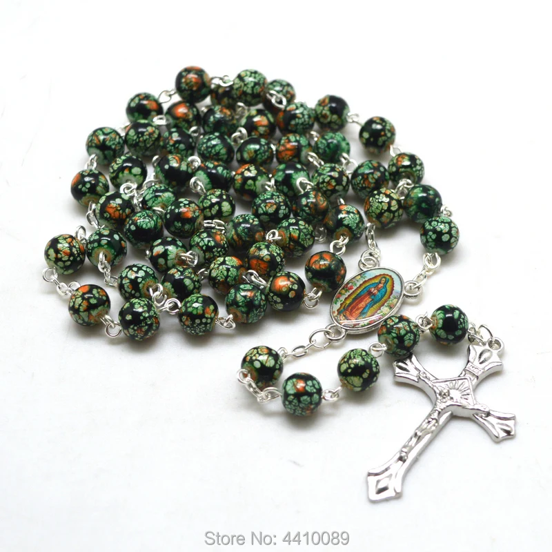 

Beautiful Glass Bead Our Lady of Guadalupe Rosary Necklaces