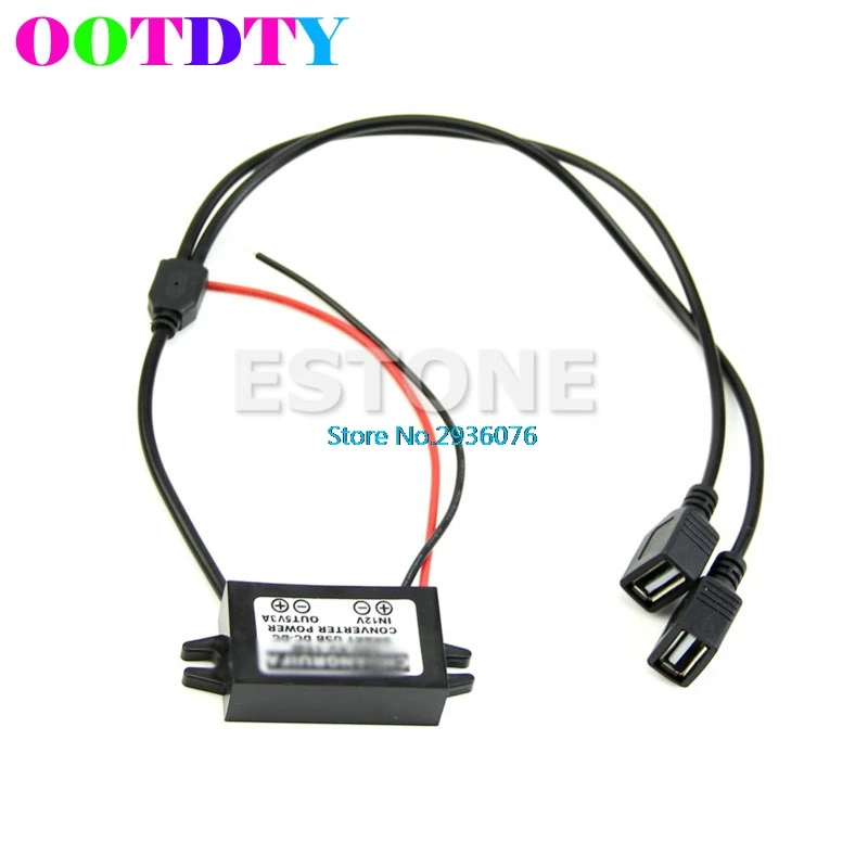 

DC 12V to 5V 3A Dual USB Power Converter for IPHONE Car Regulator Step Down APR18_25