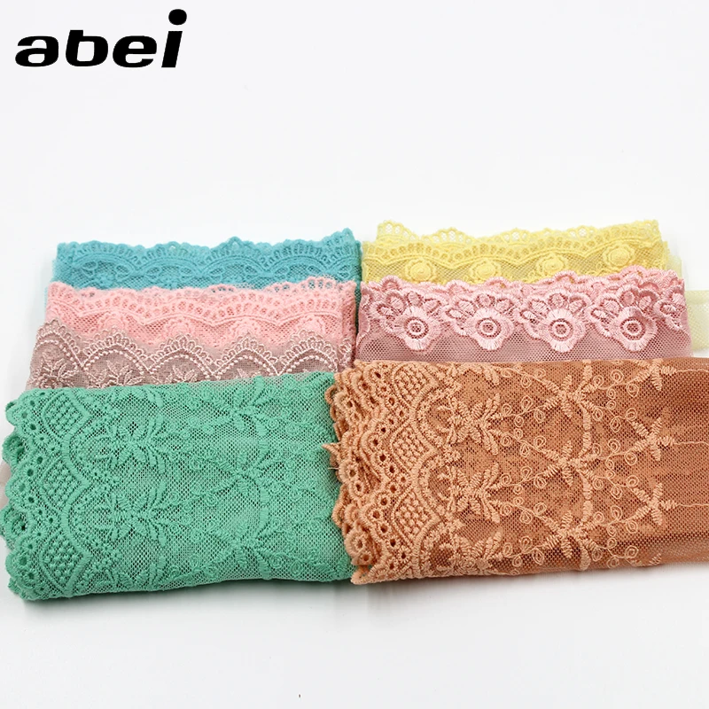 

5yards/lot Random Colors Mix Sizes Embroidered mesh lace trims polyester fabric sewing material Dress Hometexile Embellishement