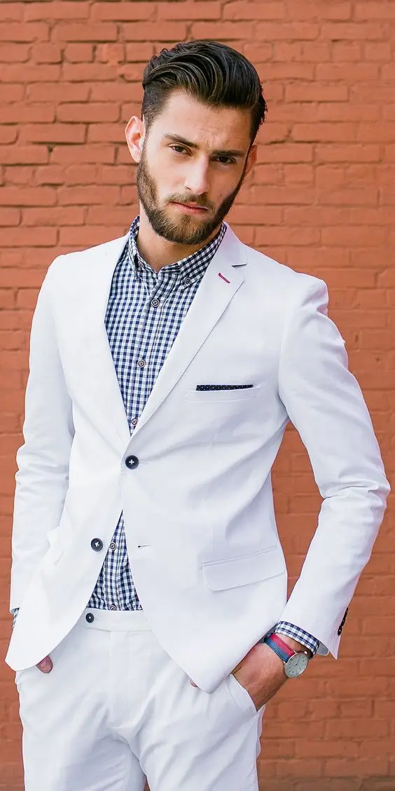 Latest Coat Pant Design Ivory White Beach Men Suit Slim Fit 2 Piece Groom Tuxedo Custom Prom 