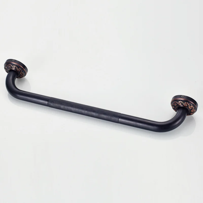 Bathroom Bathtub Grab Bar, 45cm Length Shower Handrail, Home Care Support, Classic Black, Solid Brass Material