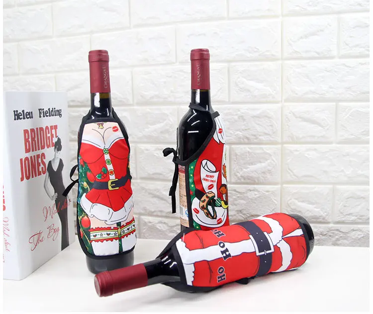 Новое рождественское красное вино фартук для бутылки покрытие обёрточная бумага вечерние украшения стола мероприятия украшения Популярные 9 стилей